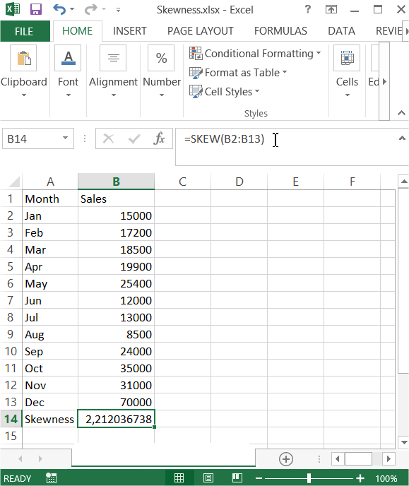 Skewness formula